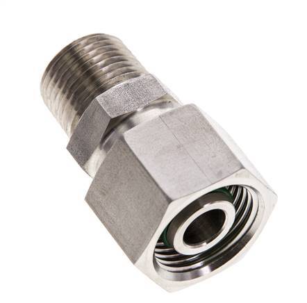 12S & 3/8'' NPT Stainless Steel Straight Swivel with Male Threads 630 bar FKM O-ring Sealing Cone Adjustable ISO 8434-1
