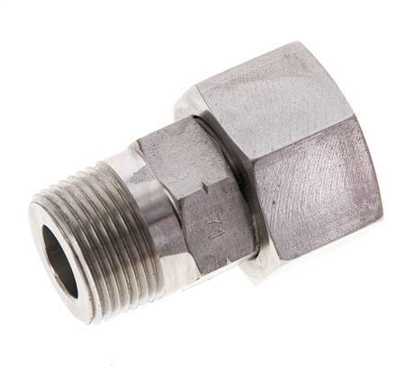 20S & 3/4'' NPT Stainless Steel Straight Swivel with Male Threads 400 bar FKM O-ring Sealing Cone Adjustable ISO 8434-1