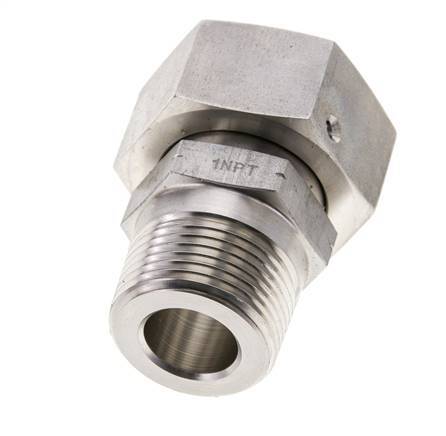 25S & 1'' NPT Stainless Steel Straight Swivel with Male Threads 400 bar FKM O-ring Sealing Cone Adjustable ISO 8434-1