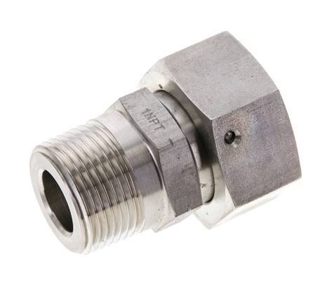 25S & 1'' NPT Stainless Steel Straight Swivel with Male Threads 400 bar FKM O-ring Sealing Cone Adjustable ISO 8434-1