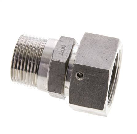 25S & 1'' NPT Stainless Steel Straight Swivel with Male Threads 400 bar FKM O-ring Sealing Cone Adjustable ISO 8434-1