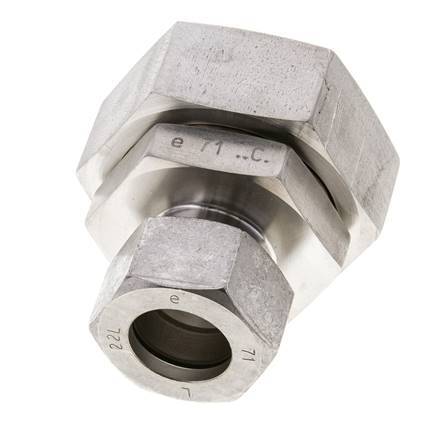 22L & 42L Stainless Steel Straight Cutting Fitting with Swivel 160 bar FKM O-ring Sealing Cone ISO 8434-1