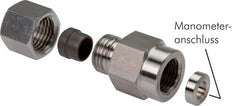 10L & G1/4'' Zink plated Steel Straight Cutting Fitting with Female Threads for Pressure Gauges 315 bar ISO 8434-1 [2 Pieces]