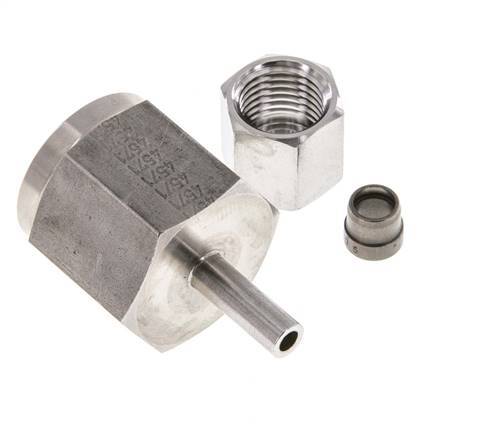 6S & G1/2'' Stainless Steel Straight Swivel with Female Threads for Pressure Gauges 630 bar ISO 8434-1