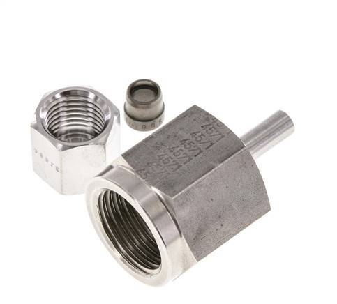 6S & G1/2'' Stainless Steel Straight Swivel with Female Threads for Pressure Gauges 630 bar ISO 8434-1