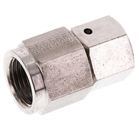 12S & G1/2'' Stainless Steel Straight Swivel with Female Threads for Pressure Gauges 630 bar FKM Sealing Cone ISO 8434-1