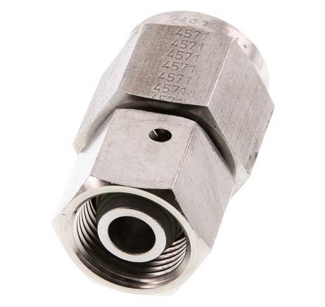 12S & G1/2'' Stainless Steel Straight Swivel with Female Threads for Pressure Gauges 630 bar FKM Sealing Cone ISO 8434-1