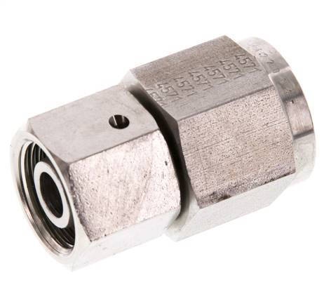 12S & G1/2'' Stainless Steel Straight Swivel with Female Threads for Pressure Gauges 630 bar FKM Sealing Cone ISO 8434-1