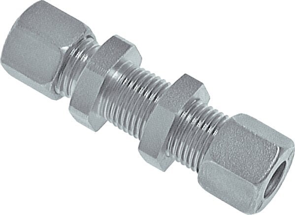 8L Zink plated Steel Straight Cutting Fitting Bulkhead 315 bar ISO 8434-1 [2 Pieces]