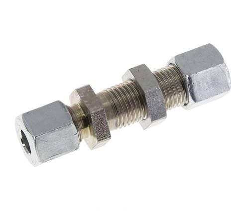 8L Zink plated Steel Straight Cutting Fitting Bulkhead 315 bar ISO 8434-1 [2 Pieces]