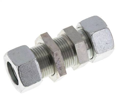 22L Zink plated Steel Straight Cutting Fitting Bulkhead 160 bar ISO 8434-1