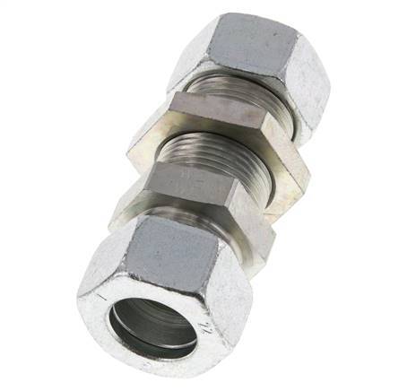 22L Zink plated Steel Straight Cutting Fitting Bulkhead 160 bar ISO 8434-1