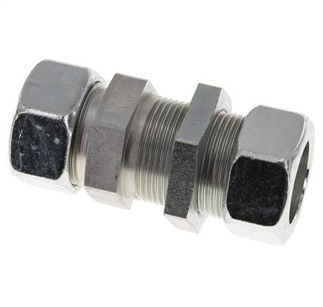 28L Zink plated Steel Straight Cutting Fitting Bulkhead 160 bar ISO 8434-1