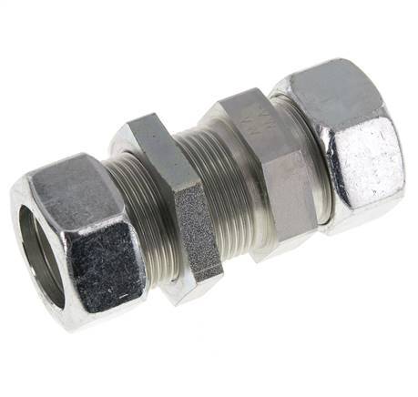 28L Zink plated Steel Straight Cutting Fitting Bulkhead 160 bar ISO 8434-1