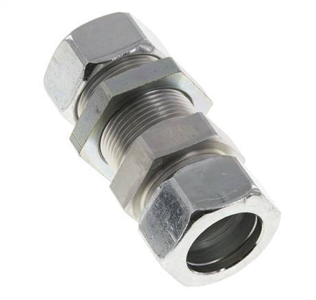 28L Zink plated Steel Straight Cutting Fitting Bulkhead 160 bar ISO 8434-1