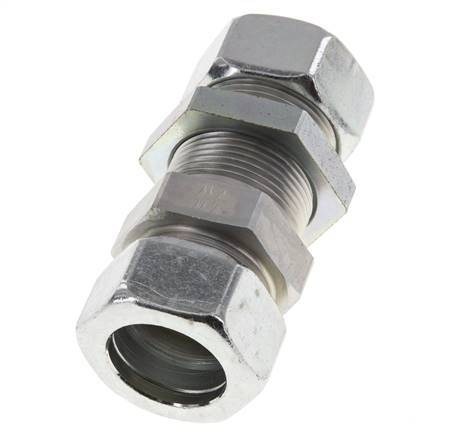 28L Zink plated Steel Straight Cutting Fitting Bulkhead 160 bar ISO 8434-1