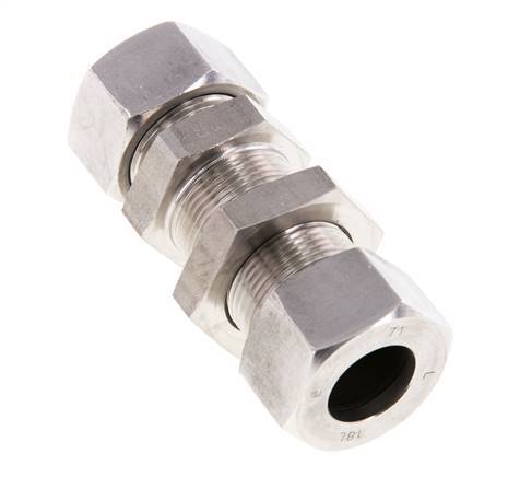 18L Stainless Steel Straight Cutting Fitting Bulkhead 315 bar ISO 8434-1