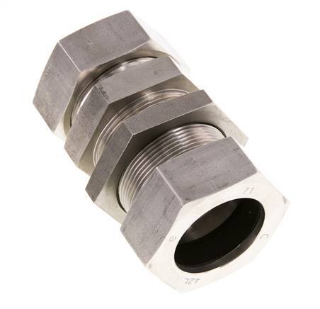 42L Stainless Steel Straight Cutting Fitting Bulkhead 160 bar ISO 8434-1