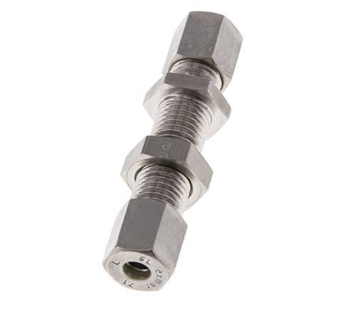 6L Stainless Steel Straight Compression Fitting Bulkhead 315 bar ISO 8434-1