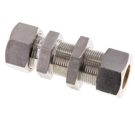 18L Stainless Steel Straight Compression Fitting Bulkhead 315 bar ISO 8434-1