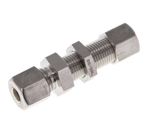 8S Stainless Steel Straight Compression Fitting Bulkhead 500 bar ISO 8434-1