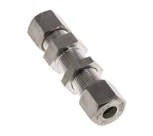 10S Stainless Steel Straight Compression Fitting Bulkhead 450 bar ISO 8434-1