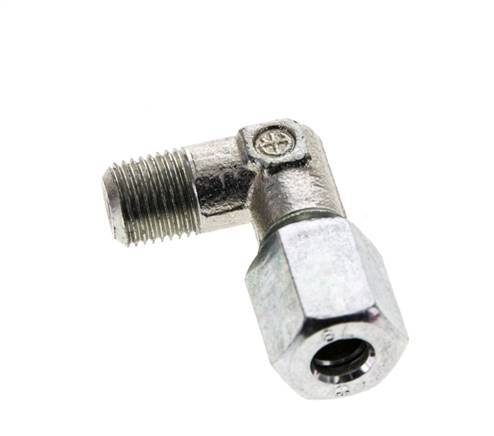 6L & M10x1 (con) Zink plated Steel Elbow Cutting Fitting with Male Threads 315 bar ISO 8434-1