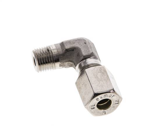 6L & M10x1 (con) Stainless Steel Elbow Compression Fitting with Male Threads 315 bar ISO 8434-1