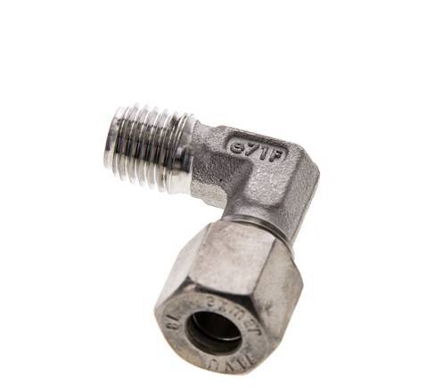 8L & M12x1.5 (con) Stainless Steel Elbow Compression Fitting with Male Threads 315 bar ISO 8434-1