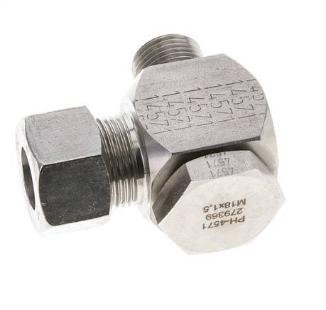 15L & M18x1.5 Stainless Steel Swivel Joint Cutting Fitting with Male Threads 315 bar Rotatable ISO 8434-1