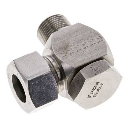 18L & M22x1.5 Stainless Steel Swivel Joint Cutting Fitting with Male Threads 315 bar Rotatable ISO 8434-1