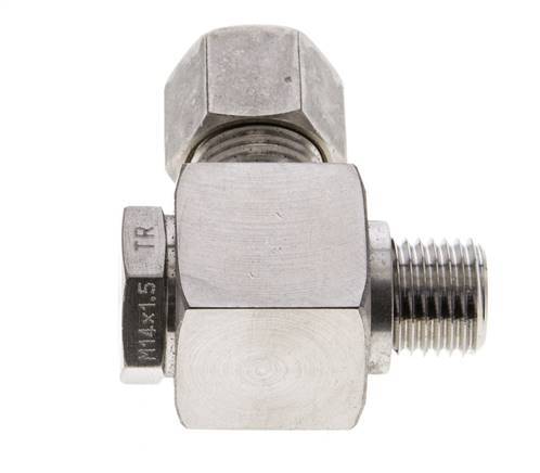 10L & M14x1.5 Stainless Steel Swivel Joint Compression Fitting with Male Threads 315 bar Rotatable ISO 8434-1