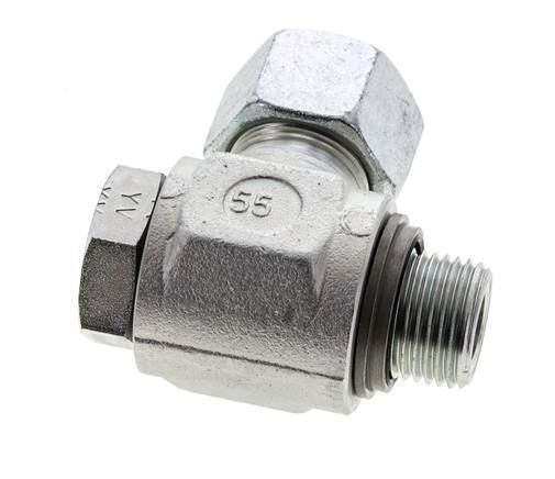 16S & G1/2'' Zink plated Steel Swivel Joint Cutting Fitting with Male Threads 400 bar NBRO-ring Rotatable ISO 8434-1