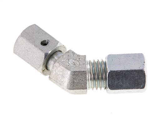 6L Zink plated Steel 45deg Elbow Cutting Fitting with Swivel 315 bar NBR O-ring Sealing Cone Adjustable ISO 8434-1