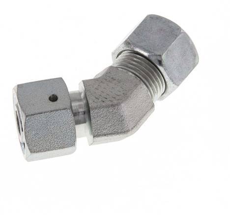 12L Zink plated Steel 45deg Elbow Cutting Fitting with Swivel 315 bar NBR O-ring Sealing Cone Adjustable ISO 8434-1
