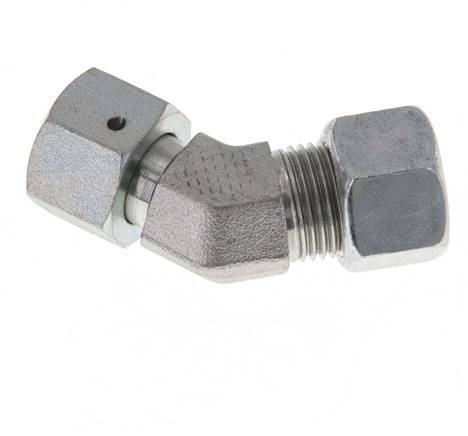 12L Zink plated Steel 45deg Elbow Cutting Fitting with Swivel 315 bar NBR O-ring Sealing Cone Adjustable ISO 8434-1
