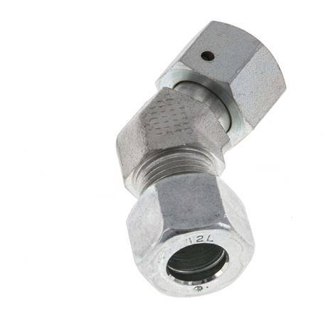 12L Zink plated Steel 45deg Elbow Cutting Fitting with Swivel 315 bar NBR O-ring Sealing Cone Adjustable ISO 8434-1