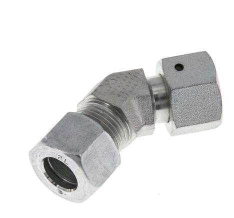 12L Zink plated Steel 45deg Elbow Cutting Fitting with Swivel 315 bar NBR O-ring Sealing Cone Adjustable ISO 8434-1