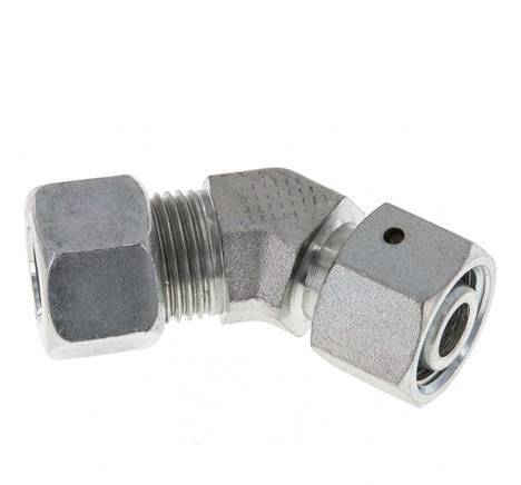 12L Zink plated Steel 45deg Elbow Cutting Fitting with Swivel 315 bar NBR O-ring Sealing Cone Adjustable ISO 8434-1