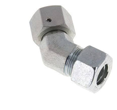 15L Zink plated Steel 45deg Elbow Cutting Fitting with Swivel 315 bar NBR O-ring Sealing Cone Adjustable ISO 8434-1