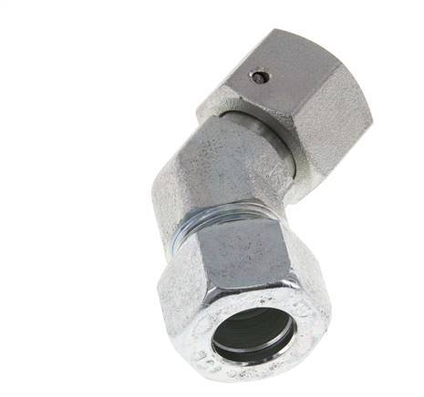 15L Zink plated Steel 45deg Elbow Cutting Fitting with Swivel 315 bar NBR O-ring Sealing Cone Adjustable ISO 8434-1