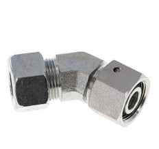 15L Zink plated Steel 45deg Elbow Cutting Fitting with Swivel 315 bar NBR O-ring Sealing Cone Adjustable ISO 8434-1