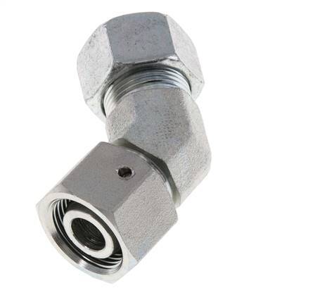 15L Zink plated Steel 45deg Elbow Cutting Fitting with Swivel 315 bar NBR O-ring Sealing Cone Adjustable ISO 8434-1