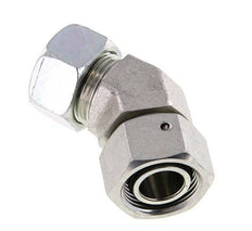 22L Zink plated Steel 45deg Elbow Cutting Fitting with Swivel 160 bar NBR O-ring Sealing Cone Adjustable ISO 8434-1