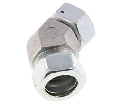 28L Zink plated Steel 45deg Elbow Cutting Fitting with Swivel 160 bar NBR O-ring Sealing Cone Adjustable ISO 8434-1