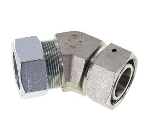 35L Zink plated Steel 45deg Elbow Cutting Fitting with Swivel 160 bar NBR O-ring Sealing Cone Adjustable ISO 8434-1