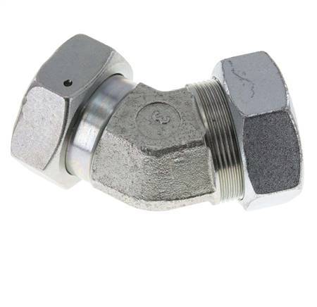 42L Zink plated Steel 45deg Elbow Cutting Fitting with Swivel 160 bar NBR O-ring Sealing Cone Adjustable ISO 8434-1