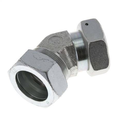 42L Zink plated Steel 45deg Elbow Cutting Fitting with Swivel 160 bar NBR O-ring Sealing Cone Adjustable ISO 8434-1