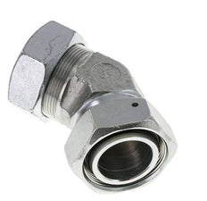 42L Zink plated Steel 45deg Elbow Cutting Fitting with Swivel 160 bar NBR O-ring Sealing Cone Adjustable ISO 8434-1