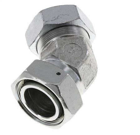 42L Zink plated Steel 45deg Elbow Cutting Fitting with Swivel 160 bar NBR O-ring Sealing Cone Adjustable ISO 8434-1